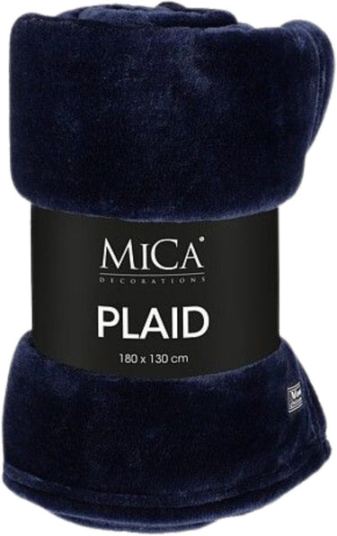 Mica decorations famke fleece plaid - l180 x b130 cm - donkerblauw