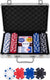 Pokerset in zilveren koffer - 200 chips