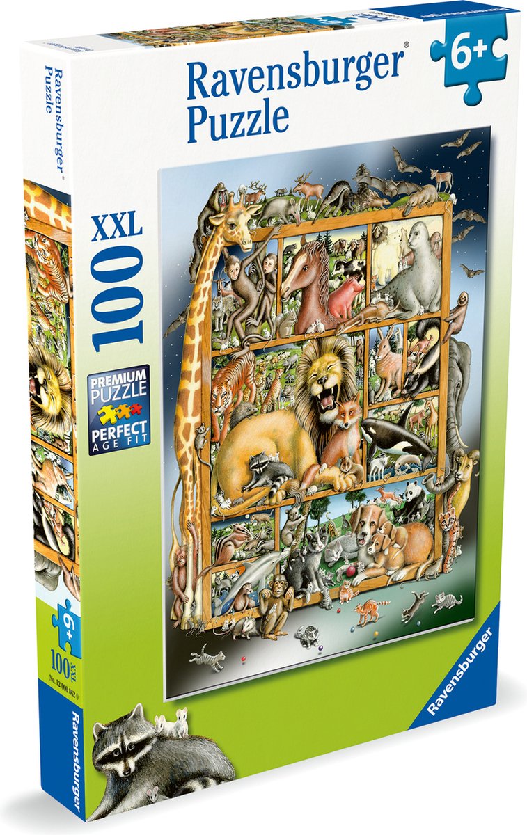 Load image into Gallery viewer, Ravensburger puzzel dieren collage - legpuzzel - 100 xxl stukjes
