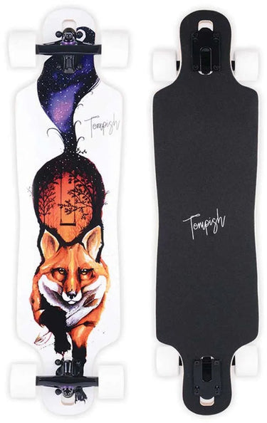 longboard Fox 82,5x21,5 cm hout wit zwart