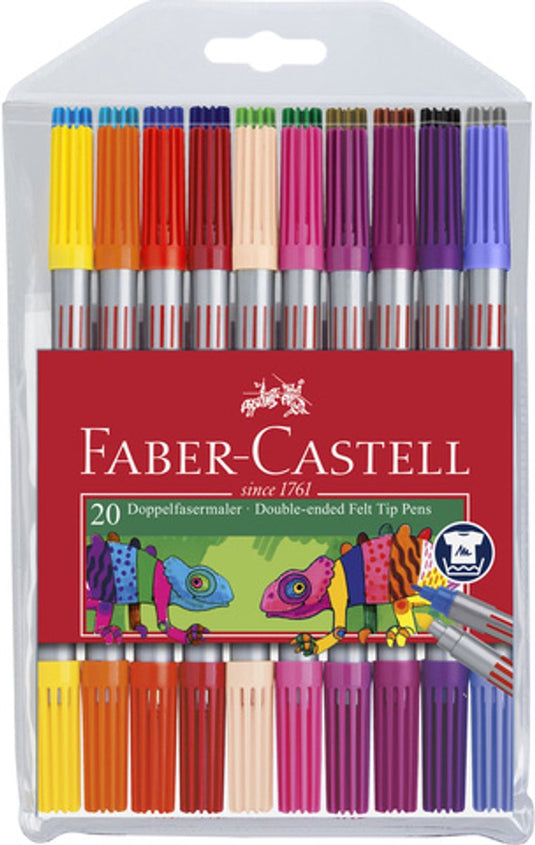 Faber-castell viltstiften - met twee punten - kunststof etui met 20 kleuren - fc-151119