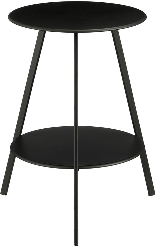 Mica decorations seatle bijzettafel rond voor buiten - koffietafel - salontafel buiten - ook als plantentafeltje of plantenstandaard - metaal - 58 x 46 cm - zwart