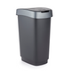 Rotho twist afvalbak met swingdesksel 25l - zwart zilver - bpa-vrij -incl 6 sticker voor diverse afvalstromen