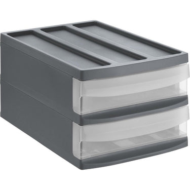 Rotho systemix design ladekast met 2 lades 39.5x25.5x20.3 cm antraciet