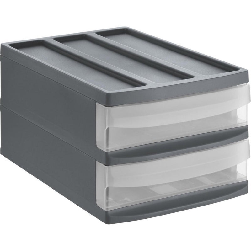 Afbeelding laden in galerijviewer, Rotho systemix design ladekast met 2 lades 39.5x25.5x20.3 cm antraciet
