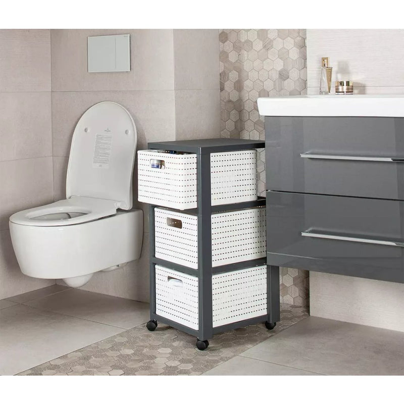 Load image into Gallery viewer, Rotho country design ladekast met wielen 3x18l wit
