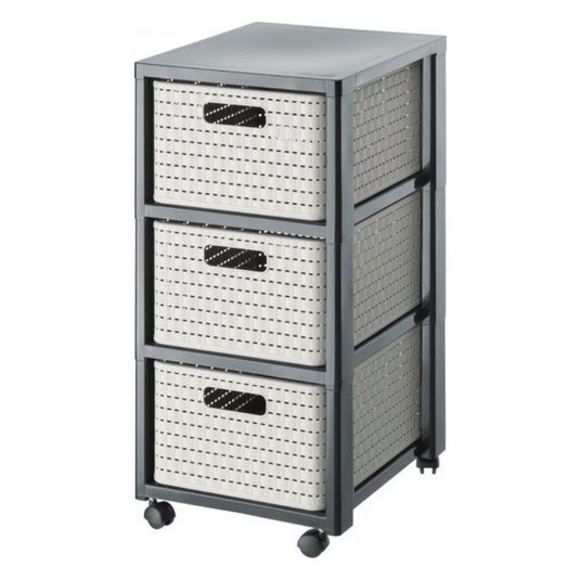 Rotho country design ladekast met wielen 3x18l cappuccino