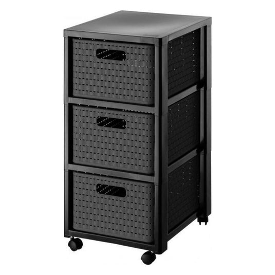 Rotho country design ladekast met wielen 3x18l antraciet