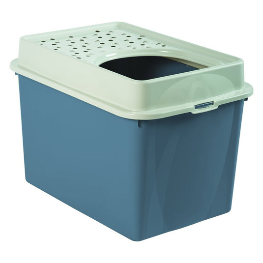 Rotho eco berty kattenbak met boveningang blauw zand