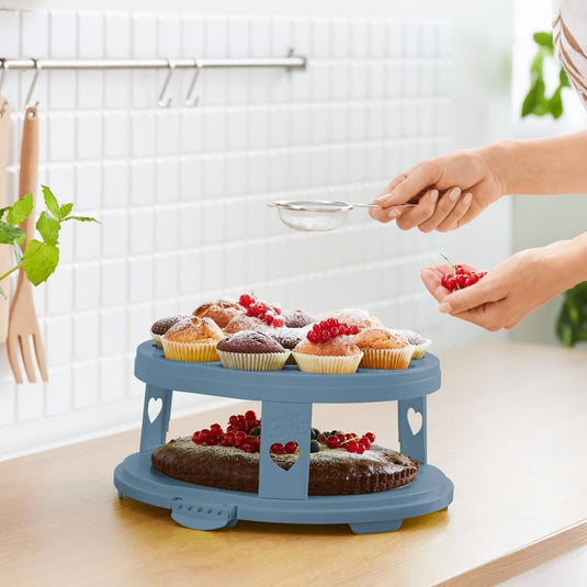 Rotho fresh taartdoos xl + cupcake-houders 35.5x34.5x26 cm horizon blauw transparant