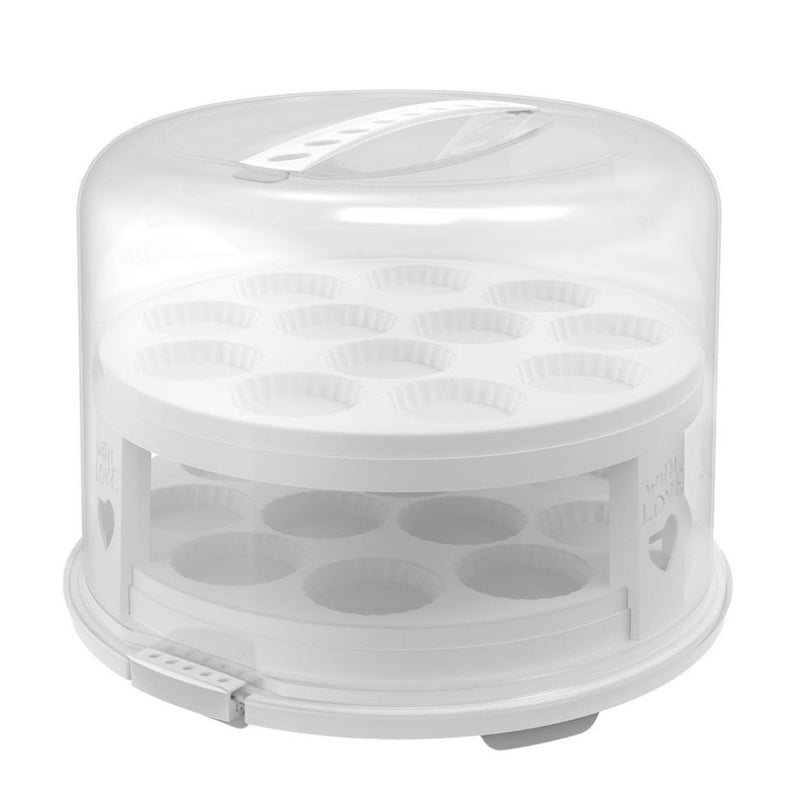 Load image into Gallery viewer, Rotho fresh taartdoos xl + cupcake-houders 35.5x34.5x26 cm wit transparant
