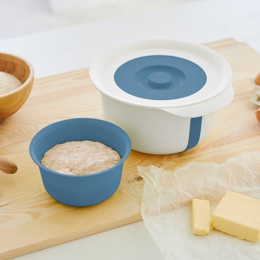 Rotho fresh beslagkom met spatdeksel 4l horizon blauw