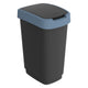 Rotho twist afvalbak met swingdesksel 25l - zwart blauw - bpa-vrij - incl 6 sticker voor diverse afvalstromen