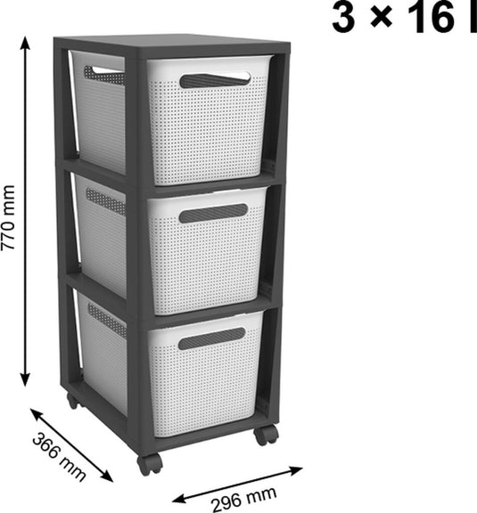 Rotho brisen design ladekast 3x16l wit