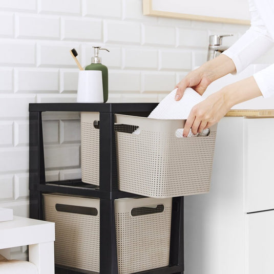 Rotho tower brisen design ladekast 3x16l met wielen cappuccino