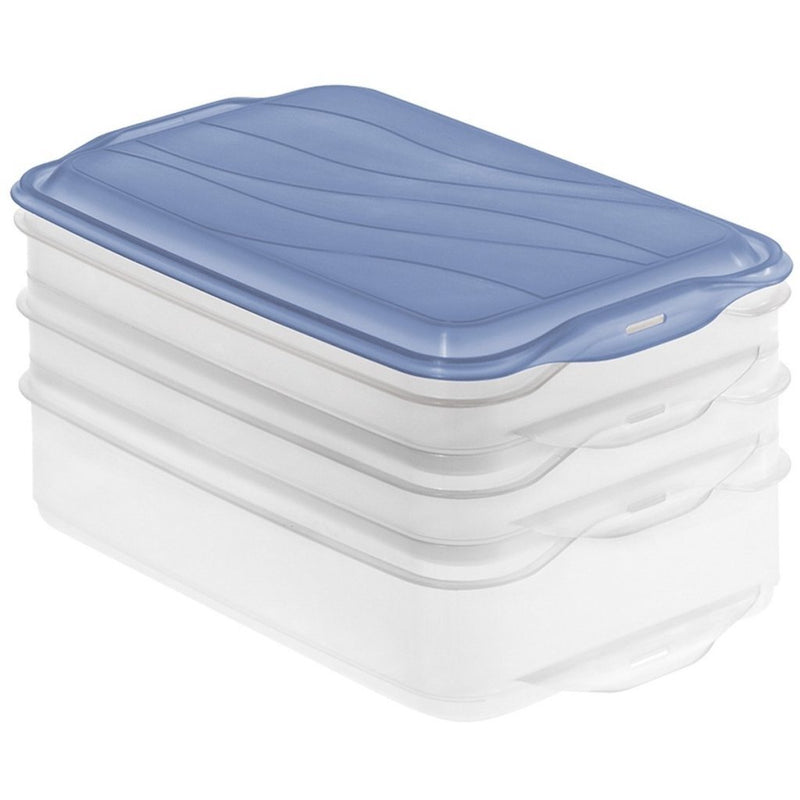 Afbeelding laden in galerijviewer, Rotho rondo vleeswarendoos 2x0.75l 1x1.35l horizon blauw transparant
