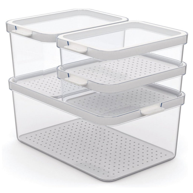 Load image into Gallery viewer, Rotho cauma set koelkastorganizer 4.65l + 2.15l + 2x 1.2l transparant
