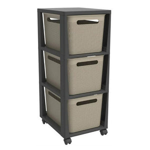 Rotho pina ladekastje met 3 laden 77x36.6x29.6 cm cappuccino antraciet