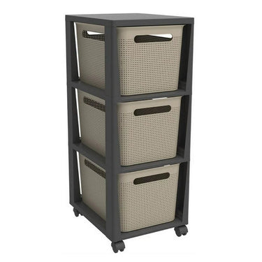 Rotho pina ladekastje met 3 laden 77x36.6x29.6 cm cappuccino antraciet