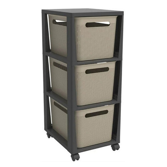 Rotho pina ladekastje met 3 laden 77x36.6x29.6 cm cappuccino antraciet