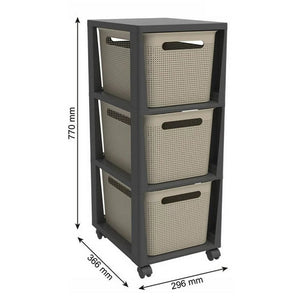Rotho pina ladekastje met 3 laden 77x36.6x29.6 cm cappuccino antraciet