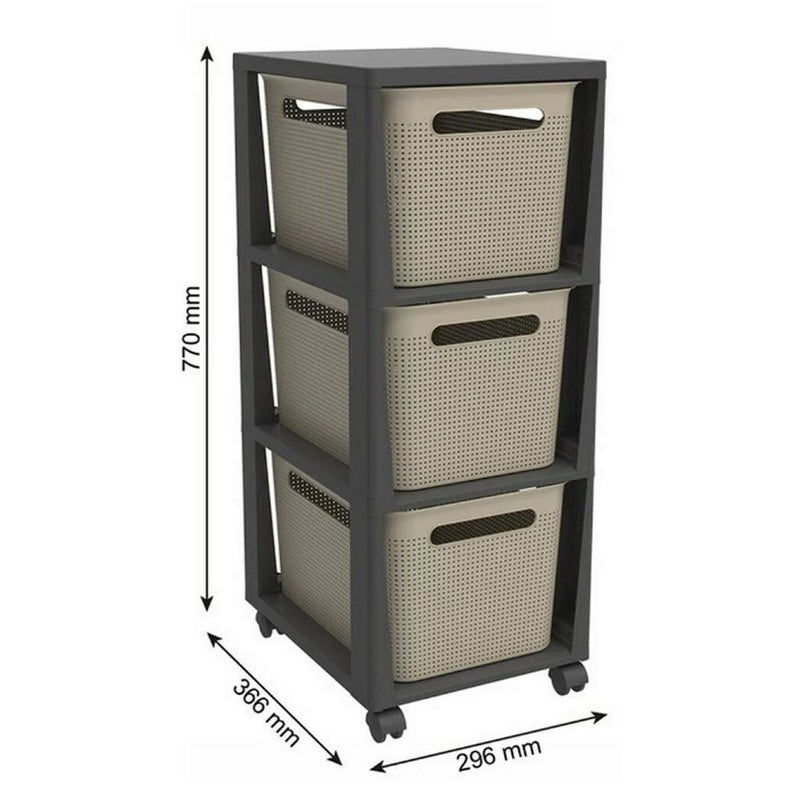 Load image into Gallery viewer, Rotho pina ladekastje met 3 laden 77x36.6x29.6 cm cappuccino antraciet
