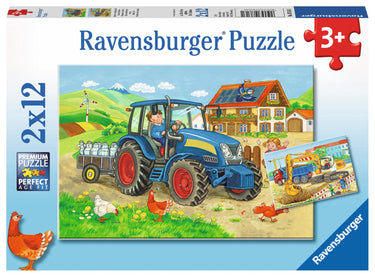 Ravensburger puzzel op de bouwplaats en boerderij - 2x12 stukjes - kinderpuzzel