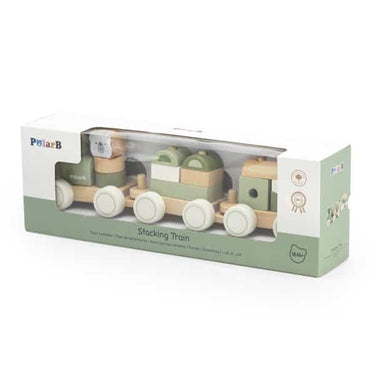 Oku polar b houten stapeltrein met 2 wagonnetjes