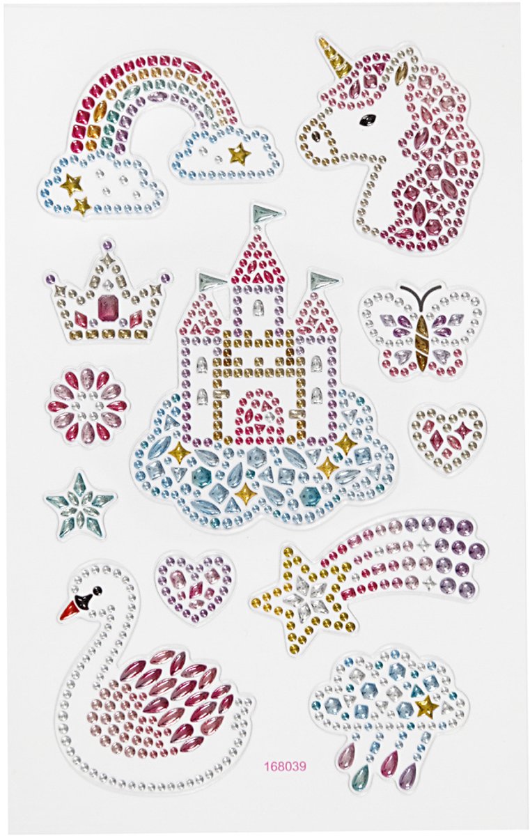 Load image into Gallery viewer, Creativ company diamond stickers - unicorn motief - magische stickers - zelfklevende strass glitter stickers - feestelijke luxe versiering - creatieve plakdiamant stickers - 1 vel
