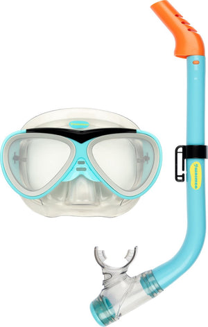 Waimea duikbril met snorkel - kinderen - blauw - waterafvoerventiel one size
