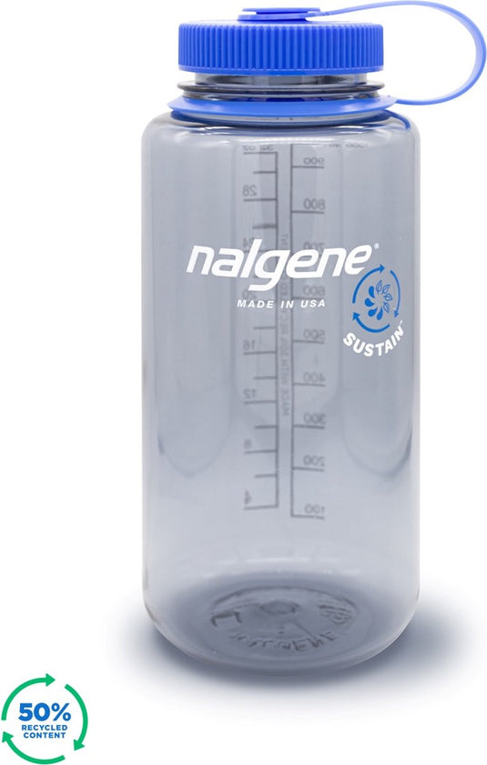 Nalgene - wide mouth bottle - drinkfles - waterfles - lekvrij - 1000ml - bpa free - sustain - gray