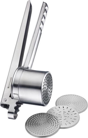 Westmark spätzle- en pureepers, met 4 verwisselbare geperforeerde schijven, roestvrij staal, quadro, zilver, 61172260
