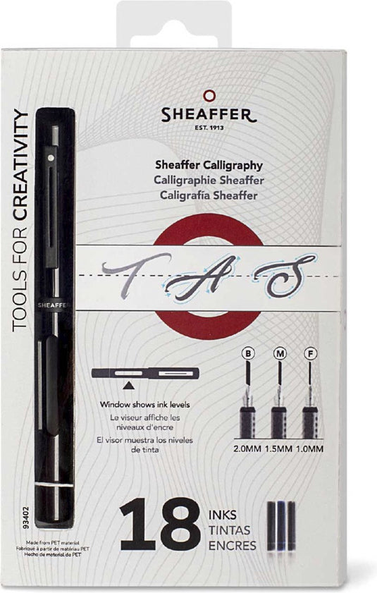 Sheaffer kalliegrafieset - zwart - penpunten f m b - sf-93402