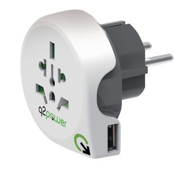Q2 power 1.100110 reisadapter wereld-naar-europa usb geaard