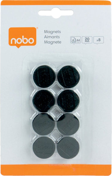 Nobo whiteboard magneten - 20mm - 8 stuks - zwart