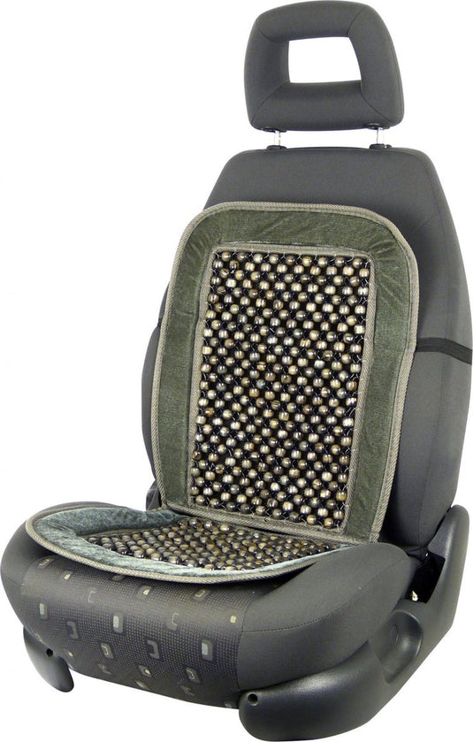 Carpoint kralenkussen deluxe – zwart grijs – universeel – houten kralen – ventilerend – voor auto stoel