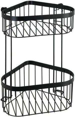Wenko doucherek hoek 2-laags classic plus black mat zwart 24x33cm - douchemand
