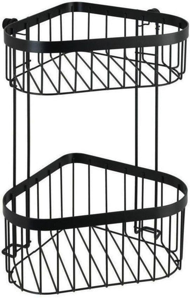 Wenko doucherek hoek 2-laags classic plus black mat zwart 24x33cm - douchemand