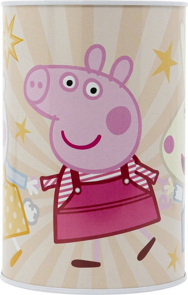 Peppa pig spaarpot metaal - 430 ml - voor kinderen 15x10 cm