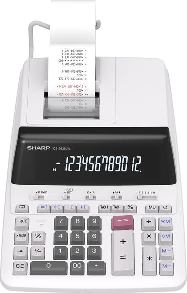 Sharp rekenmachine cs2635lw - grijs - met printrol - sh-cs2635lw
