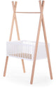 Childhome tipi wieg 50 x 90 cm met kleerstaander - 2-in-1 babybedje dat later een kledingrek in tentvorm wordt - geschikt tot 6 maanden - frame in beukenhout met panelen in spaanplaat - matras apart verkrijgbaar - ecru
