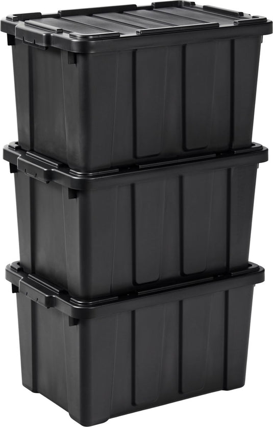 Iris powerbox robuust opbergbox - 50l - 100% recycled kunststof - zwart - set van 3
