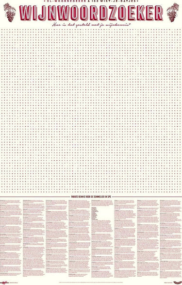 Stratier xl spelposter - 100 wijntermen woordzoeker – wijn – weetjes - spel