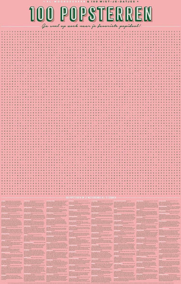 Stratier xl spelposter – 100 popsterren – woordzoeker - spel
