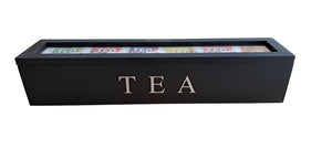 Excellent houseware theekist mdf met 6 vakken 43x9x8,7cm