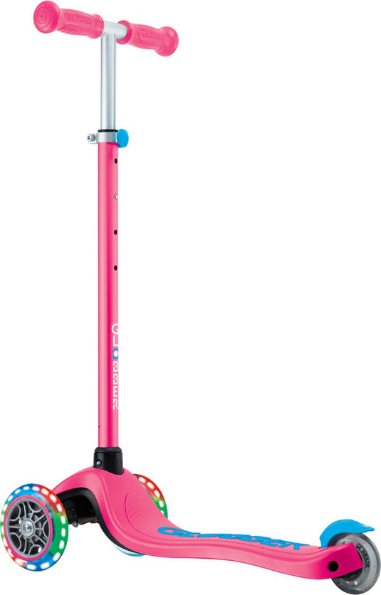 Globber 3-wiel step - primo plus lights fuchsia - roze paars - lichtgevende wielen - in hoogte verstelbaar - vanaf 3 tot 9 jaar