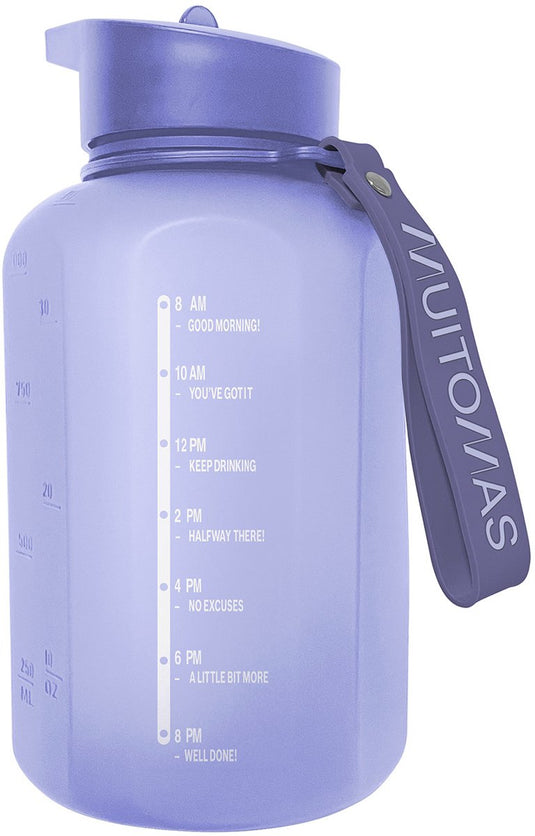 Muitomas sportfles – grote inhoud - 1200ml - siliconen tuit - geïntegreerd handvat - violet