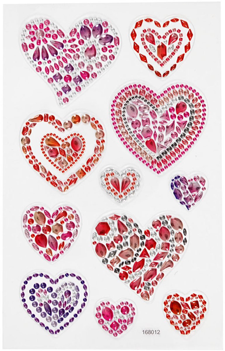 Load image into Gallery viewer, Creativ company diamond stickers - harten design - zelfklevende strass stickers - glanzende sierstickers - glitter decoratieve stickers - diy knutselen hobby - 1 vel
