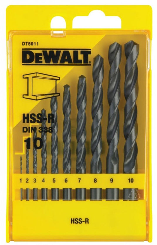 Dewalt dt5911-qz - boormachine accessoire - hss-r metaalboor - 10-delige set
