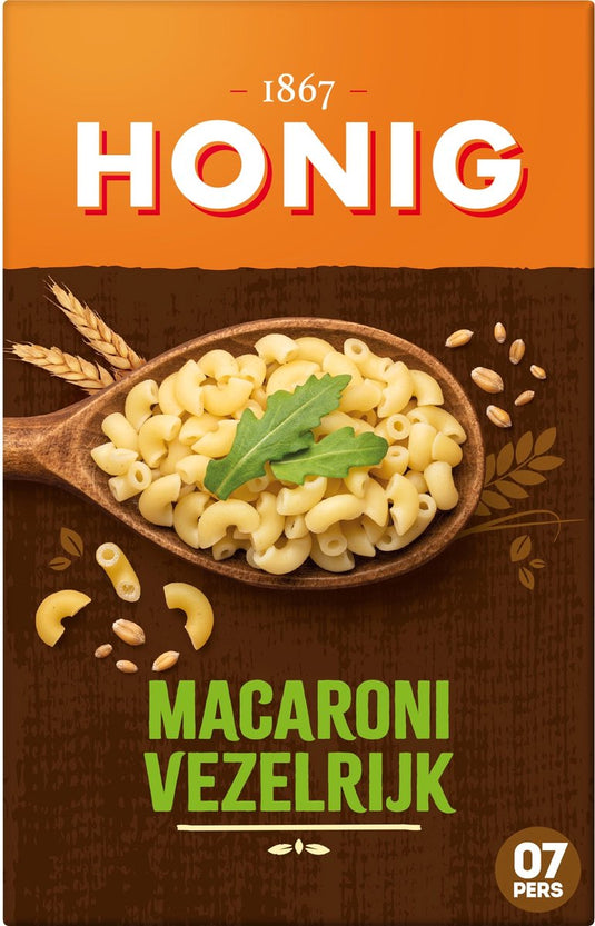 Honig macaroni vezelrijk